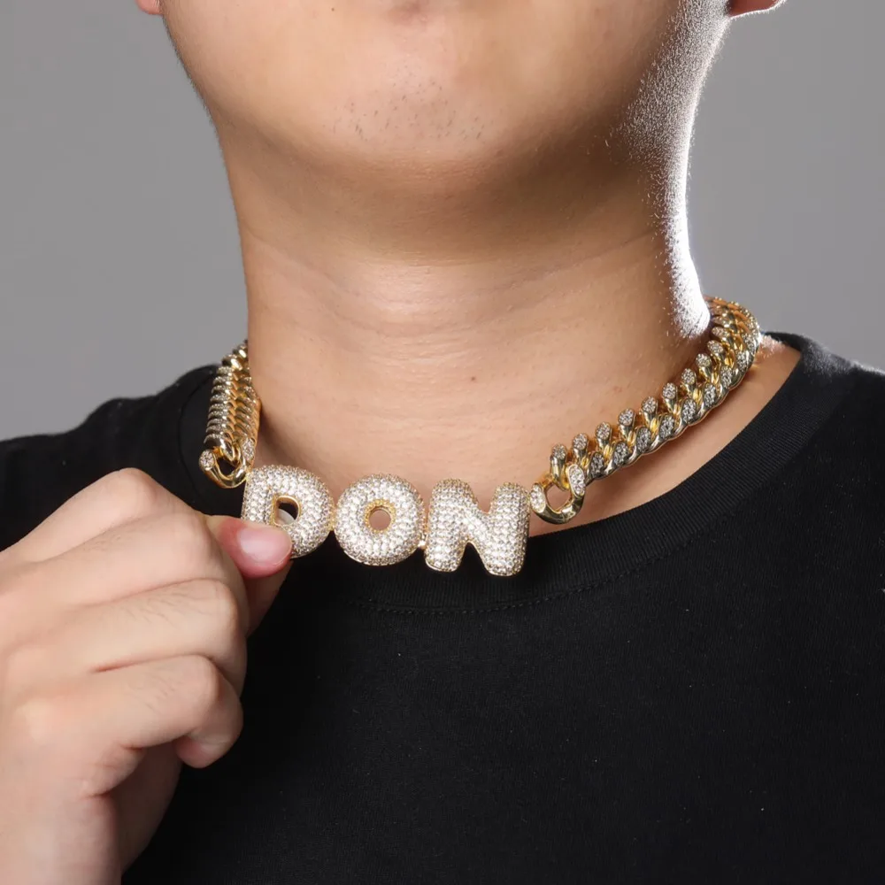 GUCY Custom Name Bubble кулон из букв& ожерелье Шарм мужские CZ хип хоп ювелирные изделия с золотым серебром теннисная цепочка для подарка