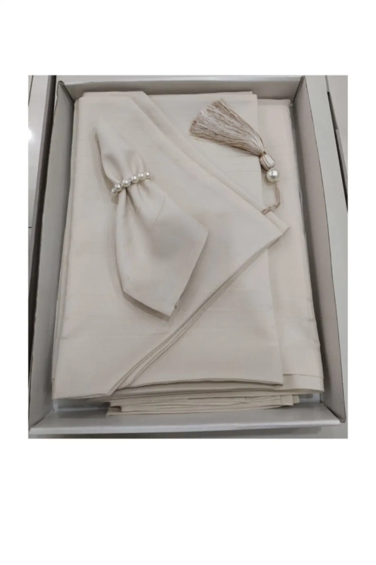 

12 Person Tablecloth Set Beige Color 26 Pieces