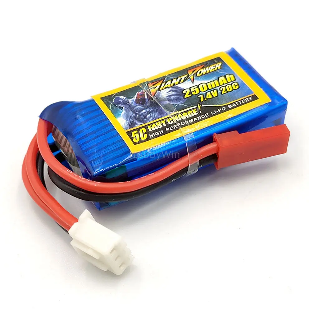 7 4 V 2S 250mAh 20C Высокая прочная производительность LiPO батарея JST разъем для микро
