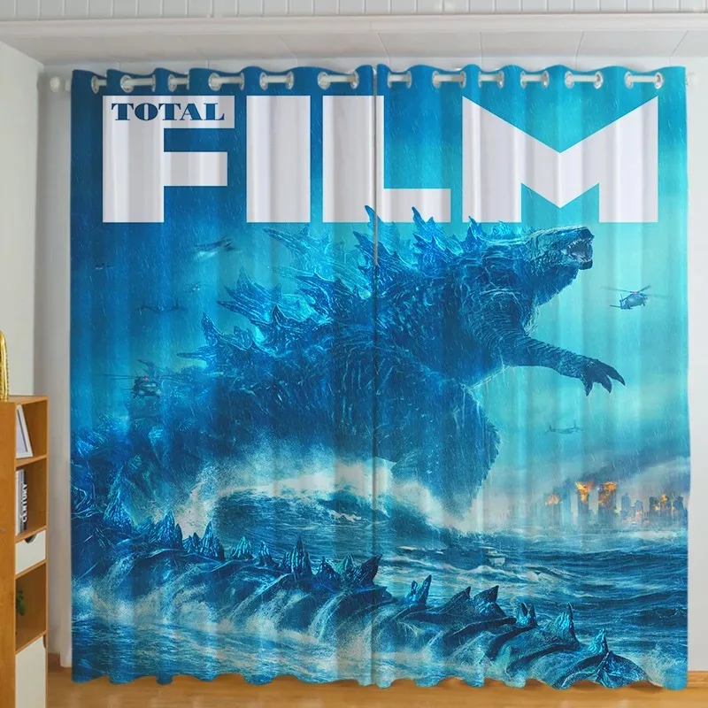 

Godzillas 3D Print Monster Blackout Curtains Bedroom Living Room Home Decoration for Children Kids Boys