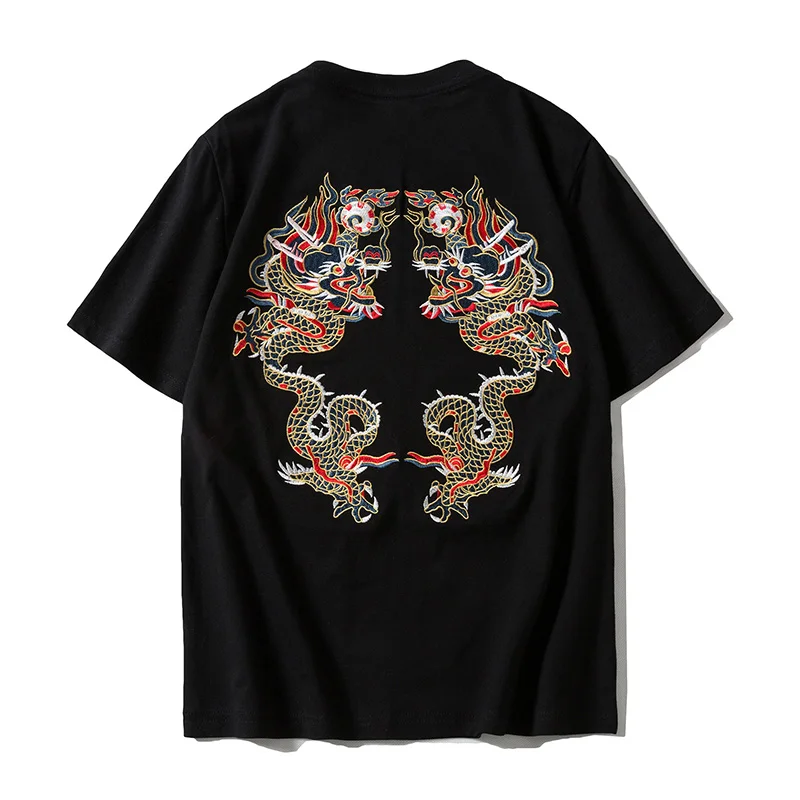 

Новая женская футболка китайский дракон, вышивка, мужские футболки, летняя футболка с короткими рукавами футболка homme Harajuku Топ женский Граф...