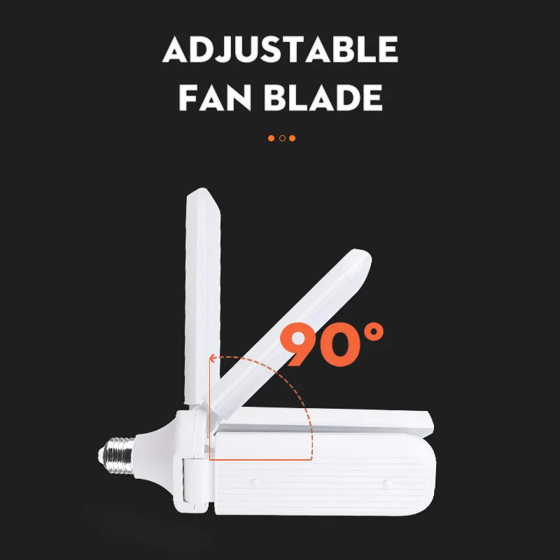 

220V Foldable Fan Blade Lights Angle Adjustable Ceiling Lamp LED Bulb Lighting E27 30/45/60W