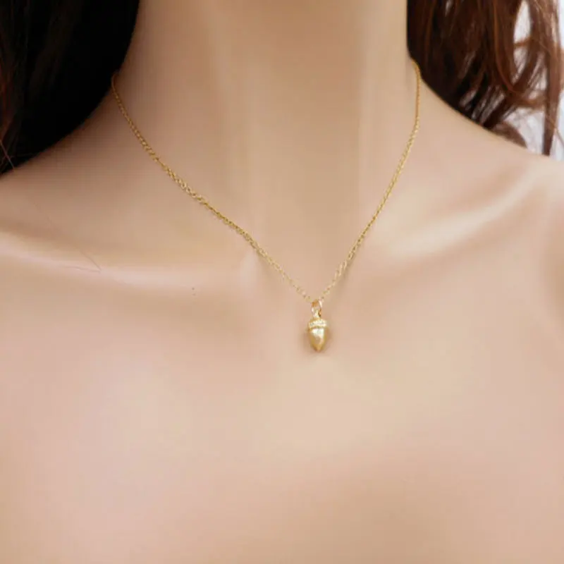 

Cute Acorn Pinecone Pendant Oak Pine Cone Nature Minimalist Necklace Drop Pendant Tiny Chain Necklace