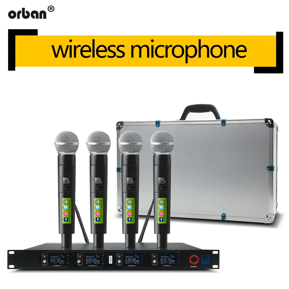 Беспроводная микрофонная система профессиональный микрофон 4 канальный
