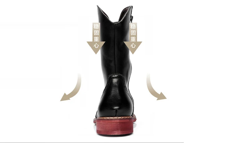 Men Motorcycle Boots Vintage Combat Boot Winter Fur Genuine Cow Leather Waterproof Buckle Military Boots Men Increase Shoes