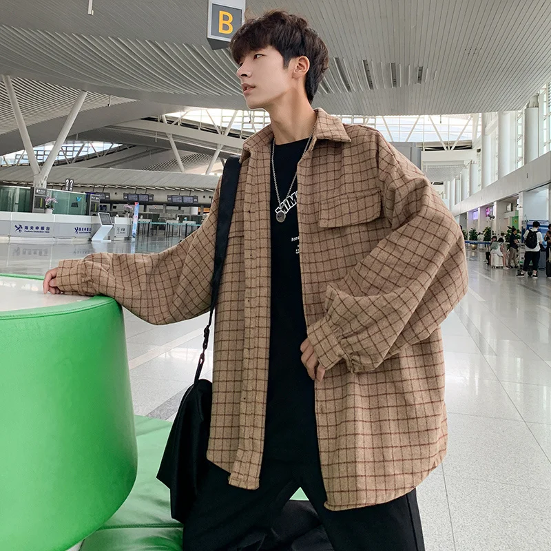 Рубашка Liketkit мужская в клетку Повседневная теплая куртка с хлопковый Фонарь