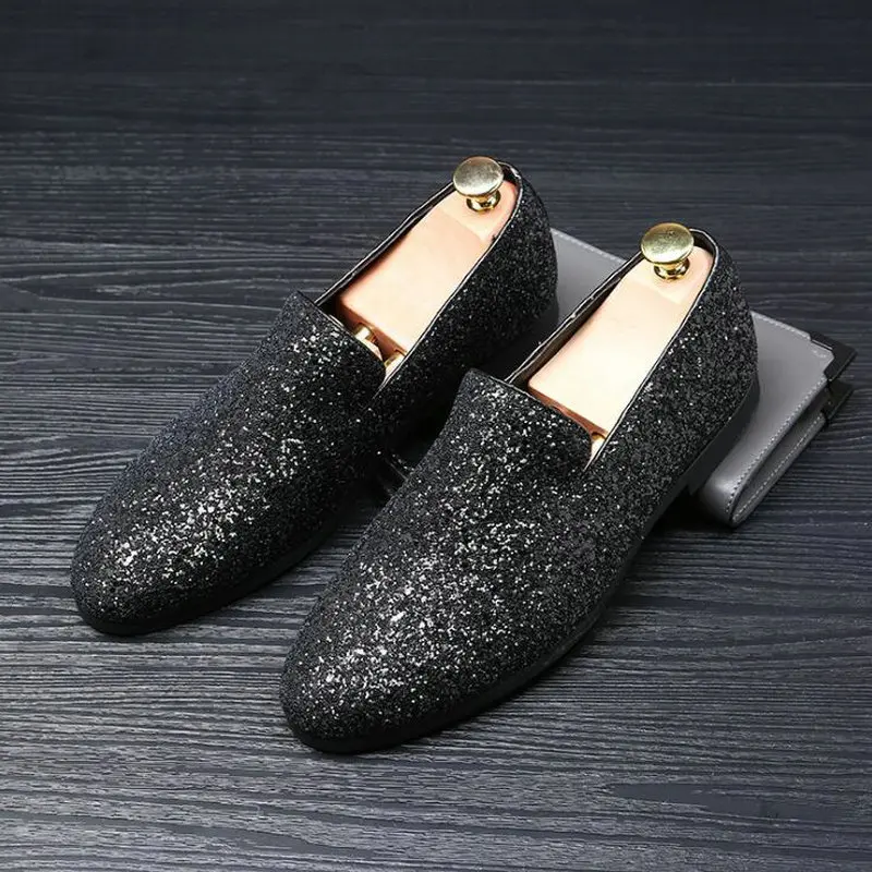 

Male Driver Dress Loafers Pointed Toe Moccasin Wedding Sequin Shoes fashion Men Casual Flat Slip-On shoes 48 A57-30