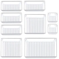 hot 9 pcs clear drawer organizer trays assorted 4 size drawer dividers versatile storage boxes makeup organiser set