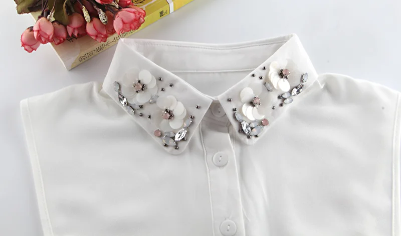 

Retro White Women Chiffon Fake Collars Detachable Collar Femme Removable False Collars Half Shirt Top Neckwear Accessories