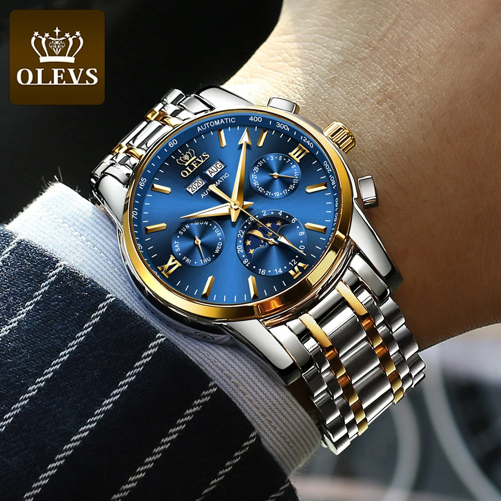 

Genuine OLEVS 6633 Luxury Men Watches Automatic Watch Stainless Steel Waterproof Business Sport Mechanical Wristwatch