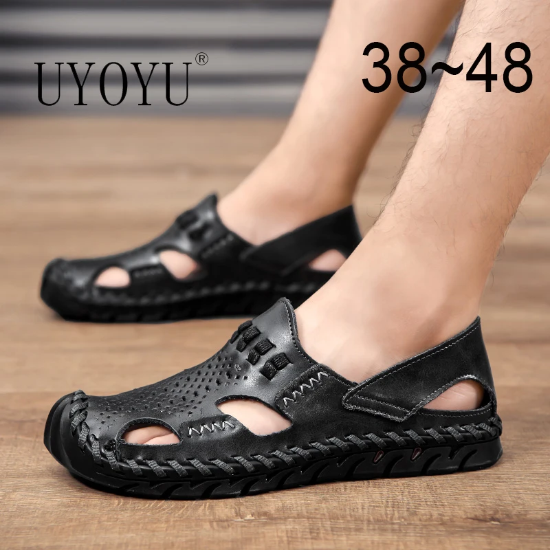 

Сандалии мужские из натуральной кожи, Классические римские тапочки, кроссовки для улицы, пляжные Роскошные шлепанцы для треккинга, лето 100%