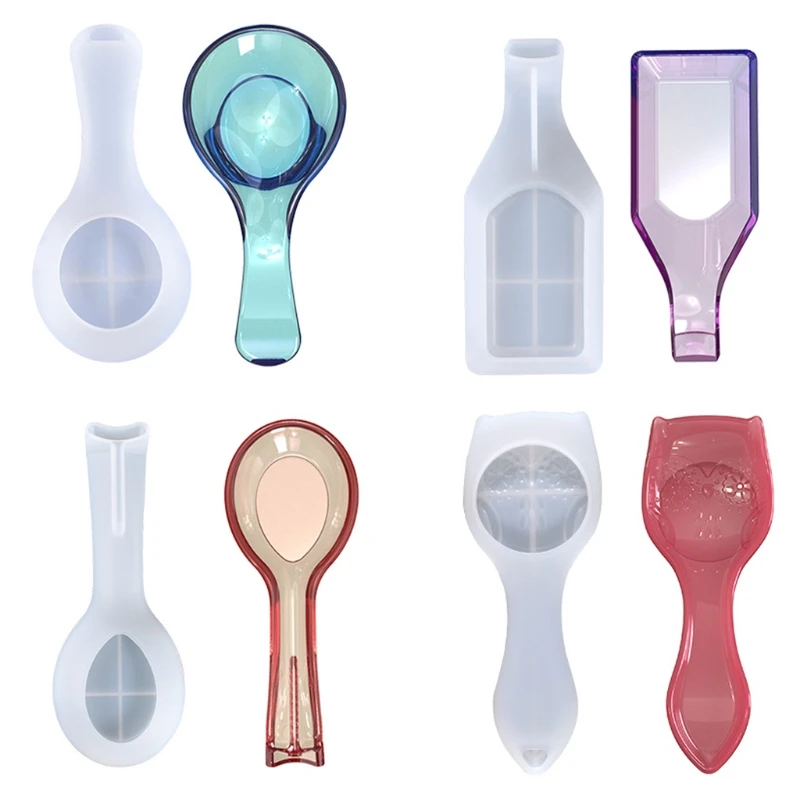 

L5YD Spoon Fork Holder Pad Epoxy Resin Mold Spatula Rack Utensil Tray Silicone Mold
