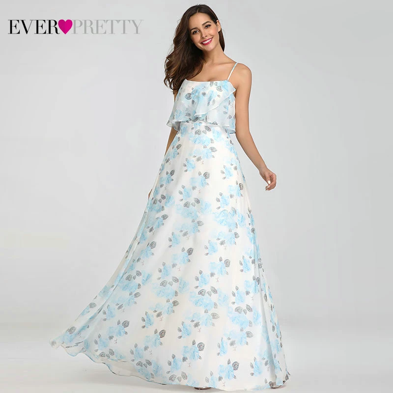 EP07236BL Robe De Soiree Ever красивое пляжное платье EP07242 элегантное ТРАПЕЦИЕВИДНОЕ вечернее платье с цветочным принтом длинное летнее платье в стиле бохо vestido de festa - Цвет: EP07236BL