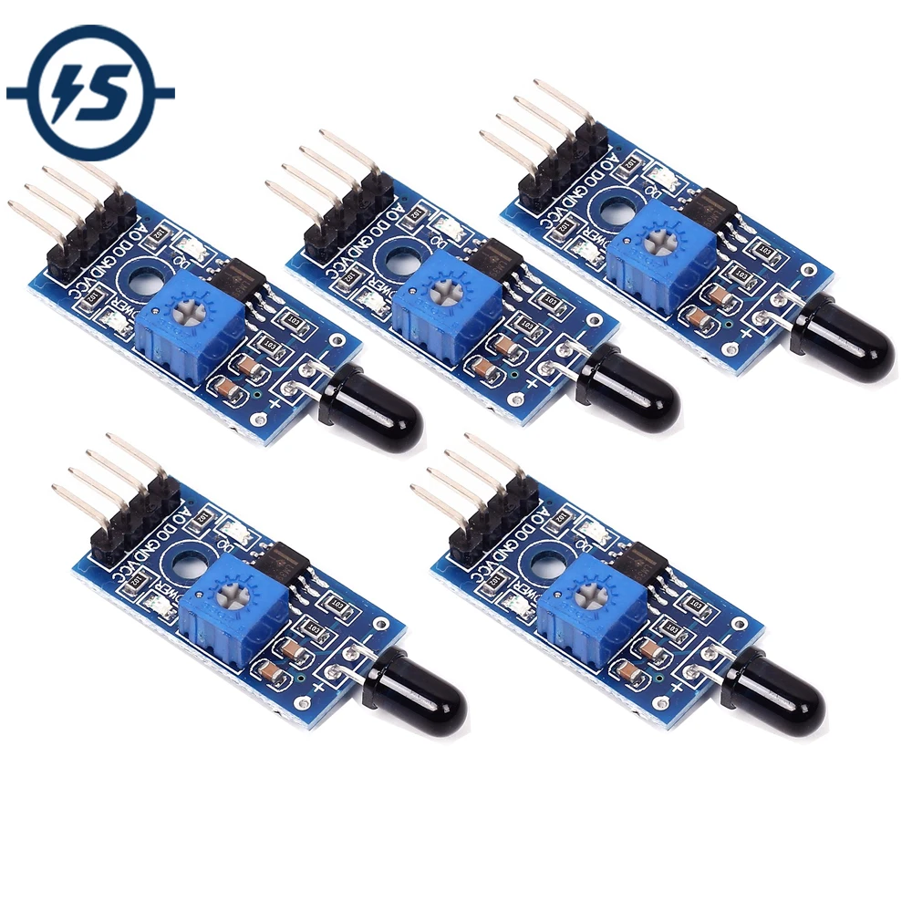 5 шт. LM393 4 Pin ИК обнаружения Сенсор модуль пожарный извещатель инфракрасный