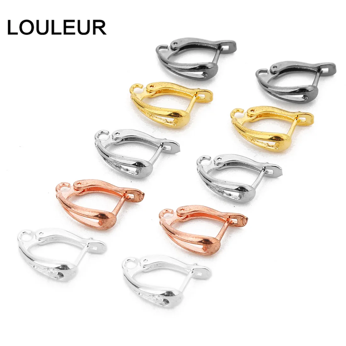 LOULEUR 10 шт. позолоченные серебряные пушки с черным покрытием u-образные крючки для ушей полые крючки Серьги для самодельных ювелирных изделий Аксессуары