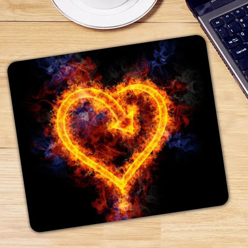 

Игровой коврик для мыши Cool Fire Love Heart, Прямоугольный Коврик для мыши, компьютерный коврик для мыши из натурального каучука, коврик для клавиат...