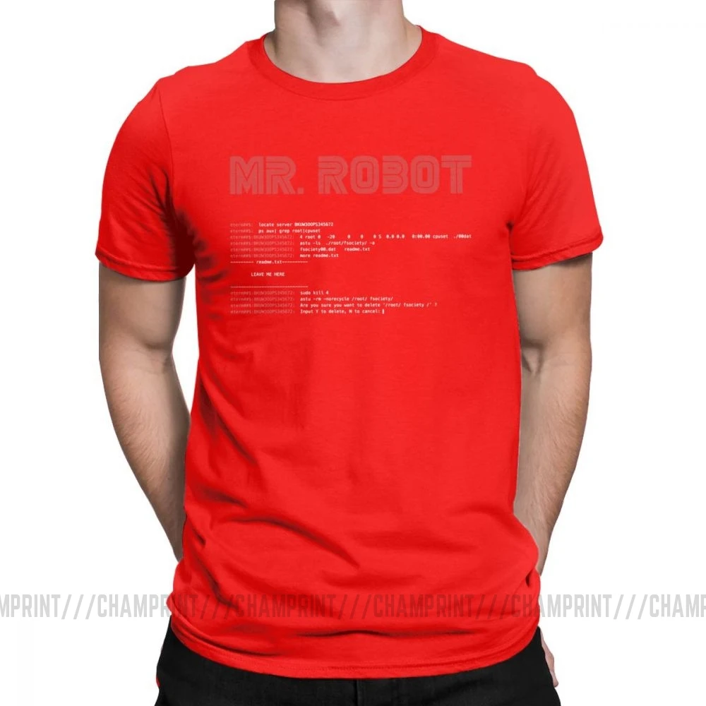 Красный Крутая футболка Mr Robot Программирование программист футболки разработчик футболки с кодом для мужчин вырез лодочкой хлопок короткий рукав Одежда большого размера - Цвет: Красный