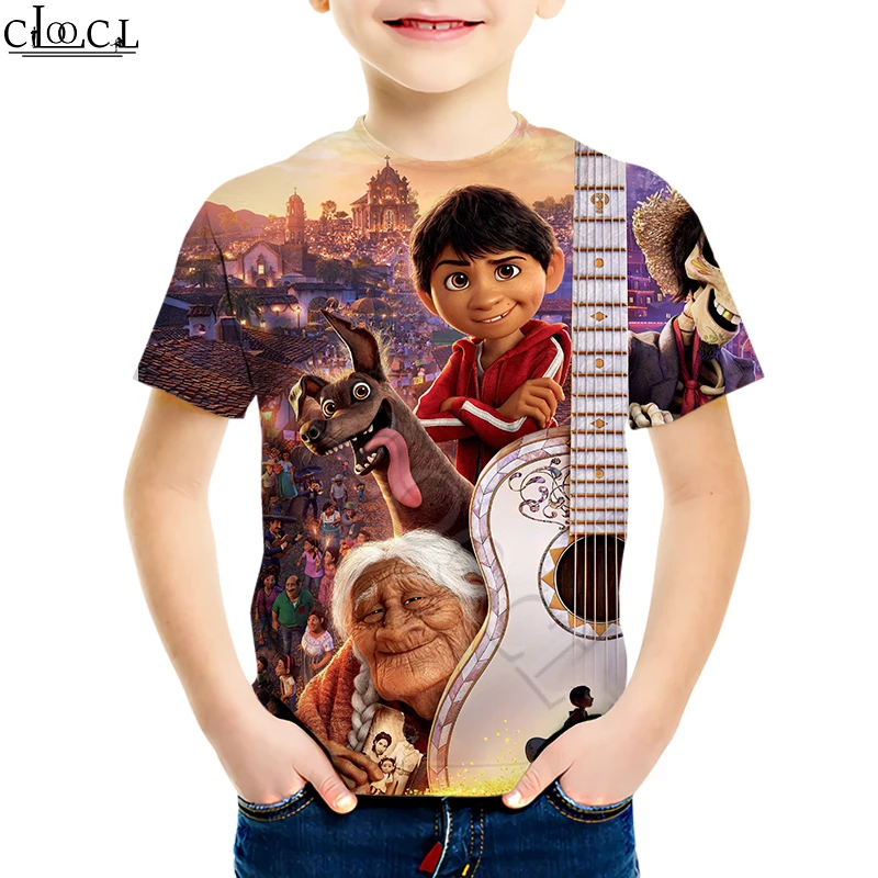 

2021 Fashion 4 To 13 Years Kids T-shirt Cartoon Movie Pixar CoCo Anime 3D Print T Shirt Boy Girl Teens Baby Tops Drop Shipping