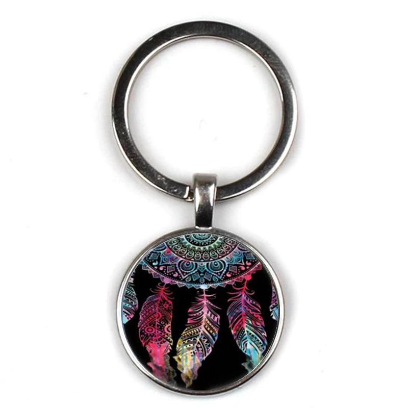 Ретро хрустальный кулон Ловец снов брелок Тибетский круглый стеклянный для