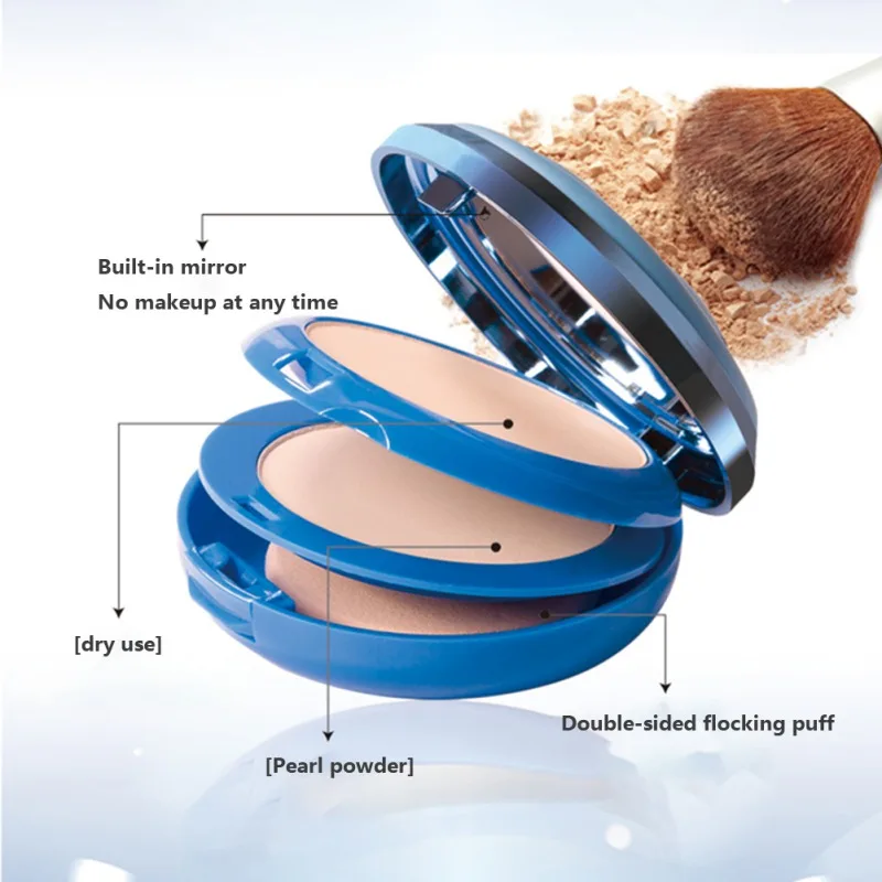 Гладкая рассыпчатая пудра естественное покрытие Косметическая компактная масло