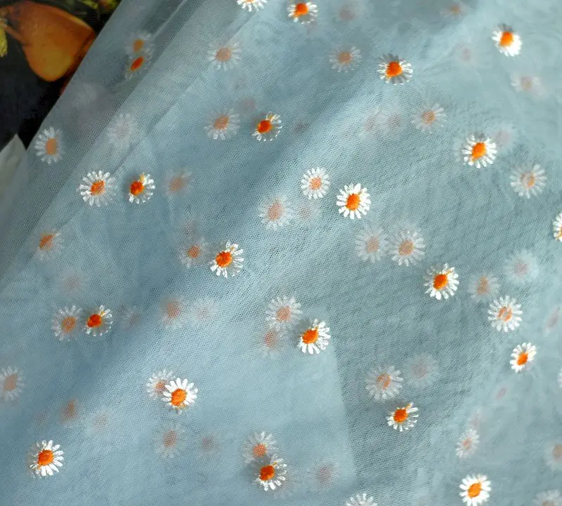 150 см сетчатая ткань с вышивкой и маргаритками занавеска сделай сам для детской