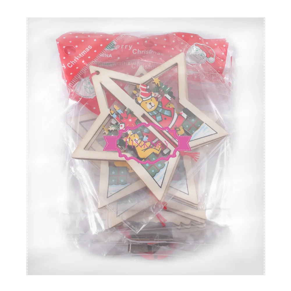 

Tinksky 9pcs Christmas Wall Hangings Delicate Carving Xmas Hanging Decorations