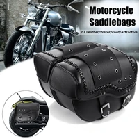 2pcs universal motorcycle saddlebag pu leather side tool luggage bag for hondasuzukikawasakiyamaha