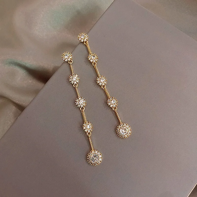 Модные длинные серьги с кристаллами для женщин корейские модные массивные