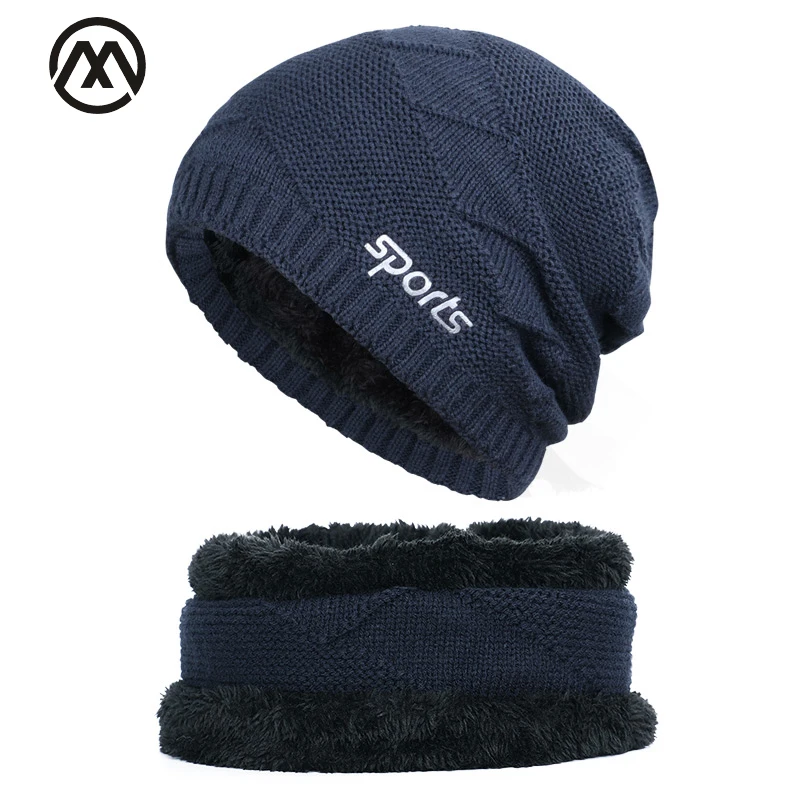 2019 классическая мужская зимняя вязаная шапка шарф набор Спортивная повседневная