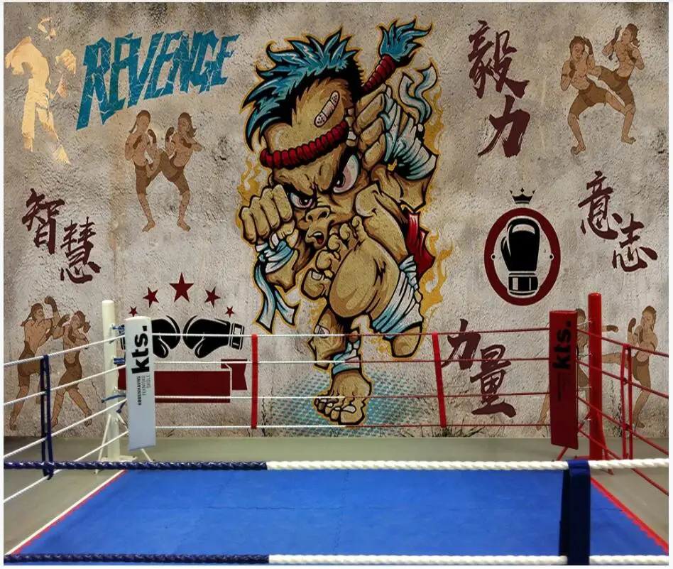 Фото WDBH пользовательские фото 3d обои Muay Thai Karate Gym в ретро боксе зал гостиная настенные
