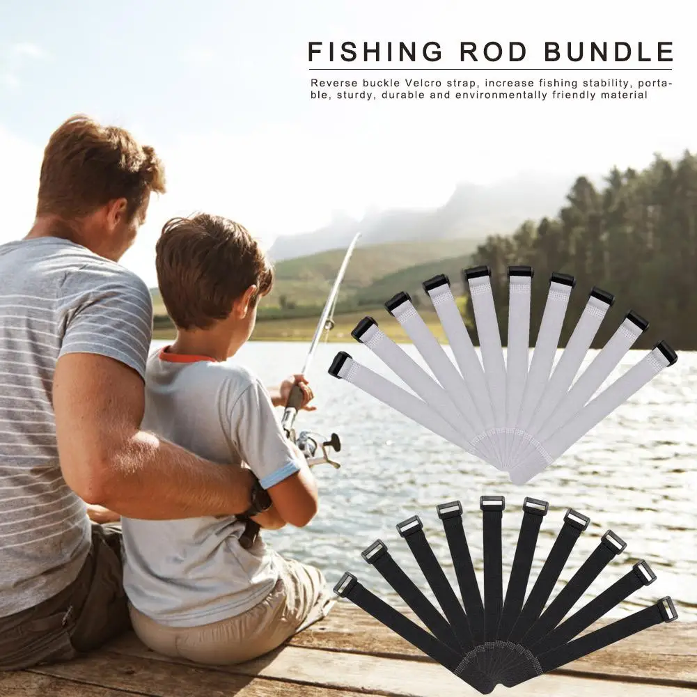 

Pack Of 10 Lure Rod Tying Device Reverse Buckle Cable Tie Fishing Rod Binding Belt Fishing Gear Accessories Hook Loop Ties Belt
