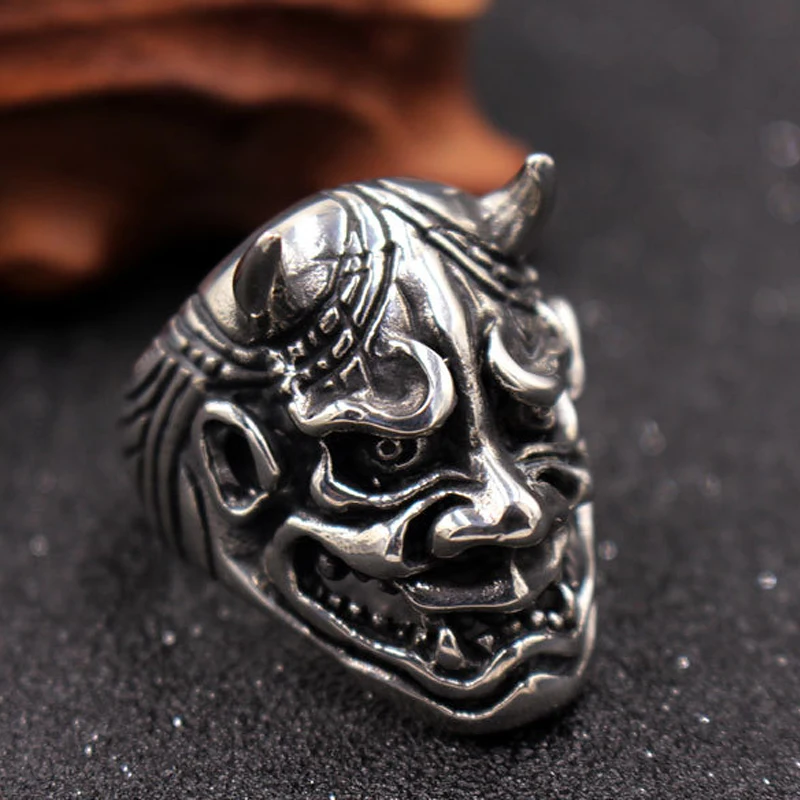 Personality Mens Bull Head Skull Ring Stainless Steel Punk Biker Ghost Heavy Sugar Male Gothic Jewelry | Украшения и аксессуары