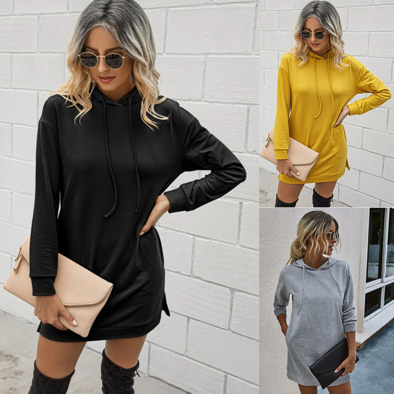 

Women Winter Sweatshirts Clothes Hoodies And Sweatshirts Ladies Fashion Daily Casual Hooded Solid Color Sweatshirt dropshipping