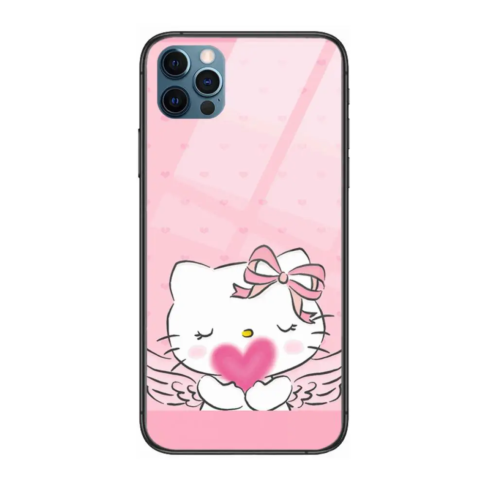 

Cute cat HELLO ketty cute student style Style Phone Case cover For iphone 12 pro max 11 8 7 6 s XR PLUS X XS SE 2020 mini bla