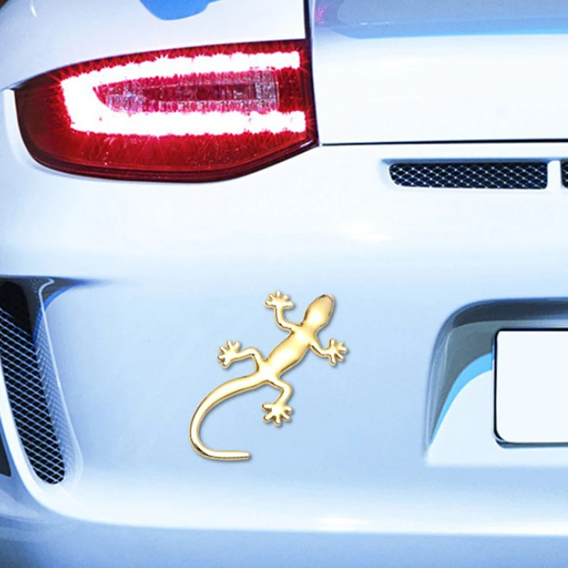 

New Metal Gecko Car Stickers 3D Stereoscopic Creative Realistic Tail Decoration Gecko Car Sticker Decal For Vinyl Gecko