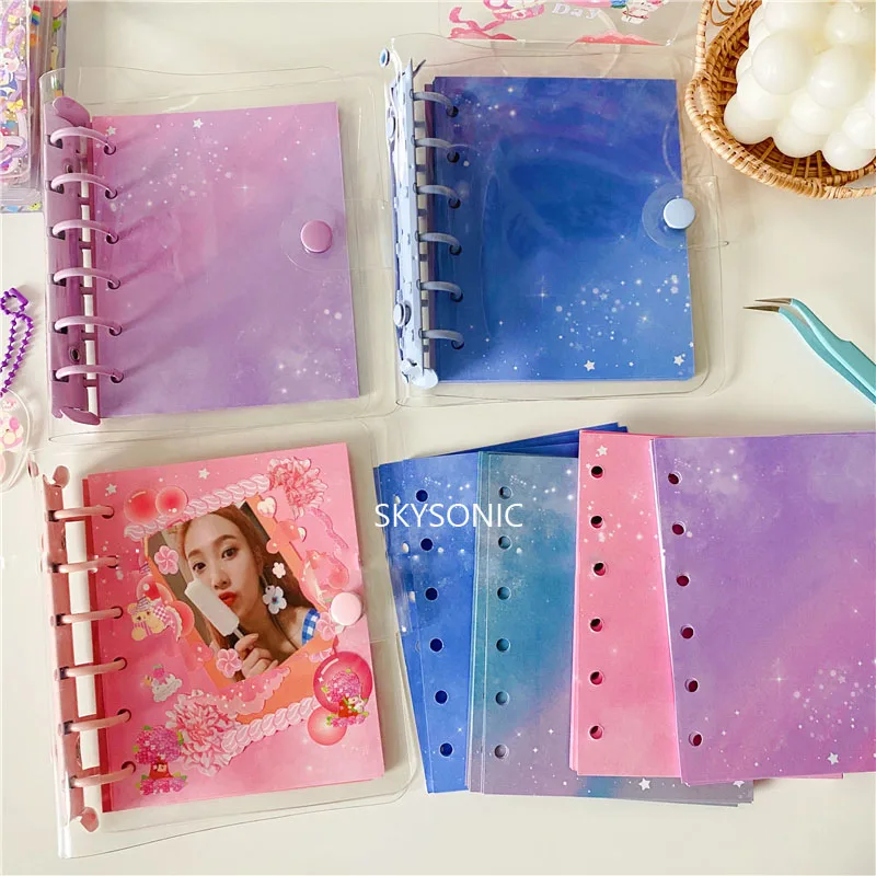 

SKYSONIC A7 Binder Notebook Transparent Goo Cards Idol Book Sky Refill Paper Loose Leaf Journal Bullet Dairy Agenda Planner