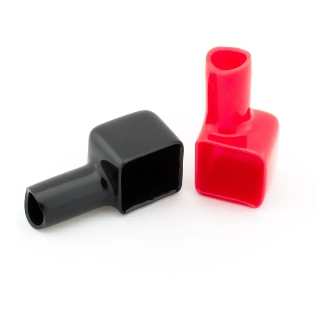

2pcs Red and Black Square Motorcycle Battery Terminals Rubber Covers Universal fit for Bike Scooter for Kart ATV