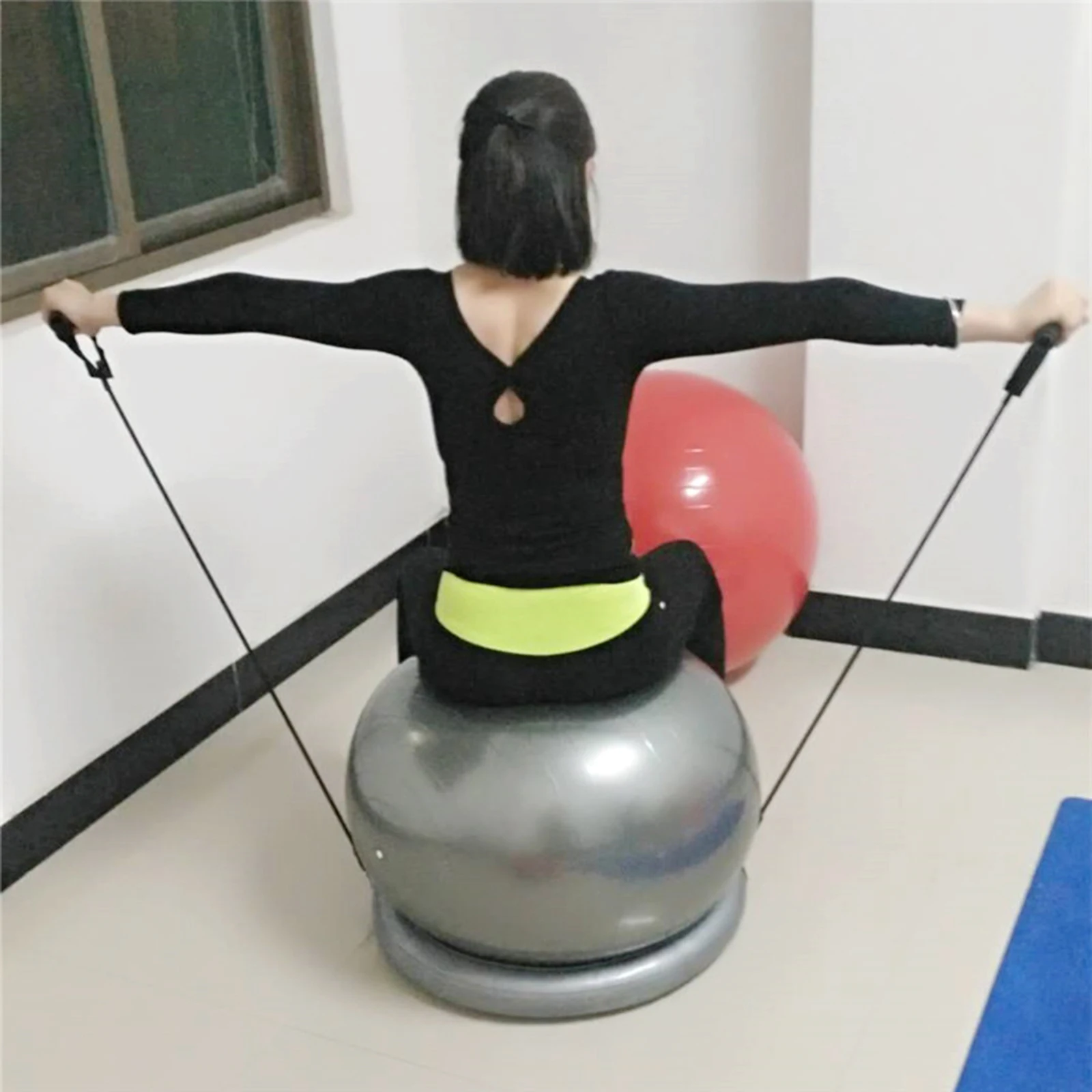 Мяч для упражнений со съемными эластичными лентами и съемной стабильной