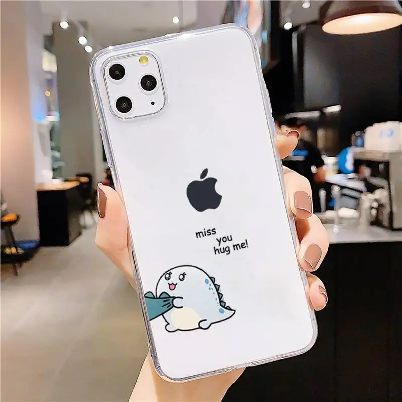

Fashion Animal Cute Dinosaur Phone Case Transparent for iPhone 11 12 mini pro XS MAX 8 7 6 6S Plus X 5S SE 2020 XR