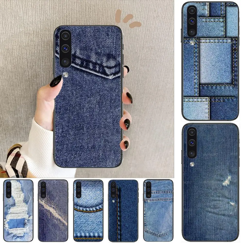 

Jeans Textile Blue Cloth Phone cover hull For SamSung Galaxy S8 S9 S10E S20 S21 S5 S30 Plus S20 fe 5G Lite Ultra black soft case