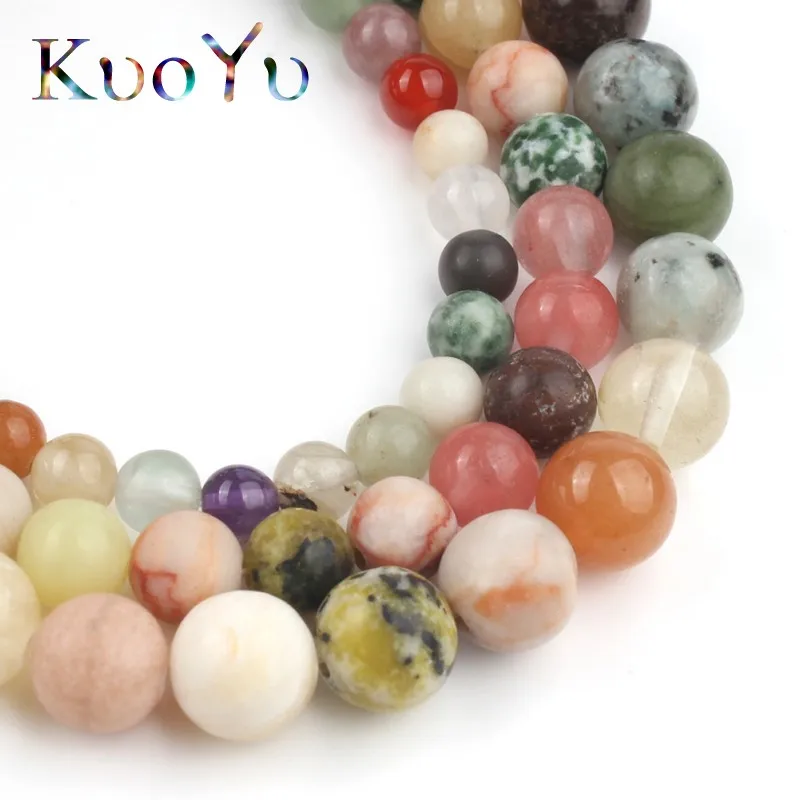 Разноцветные Бусины из натурального камня агат яшмы вокруг свободные бусины для