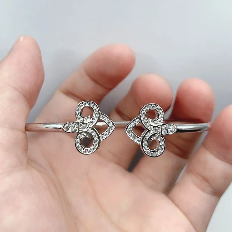

1: 1925 Sterling Silver Hot Sell Flower-De-Luce Fine Workmanship Bracelet Women Logo Original Valentine Warm Fine Jewelry Gift