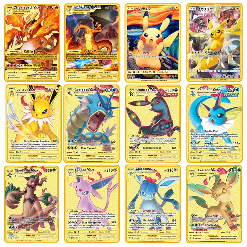 

Новая Покемон, Золотая карта, изменяющиеся небеса, металлическая игра, карточка, искусственная аниме битва, Hp, английская коллекция Kaarten, игр...