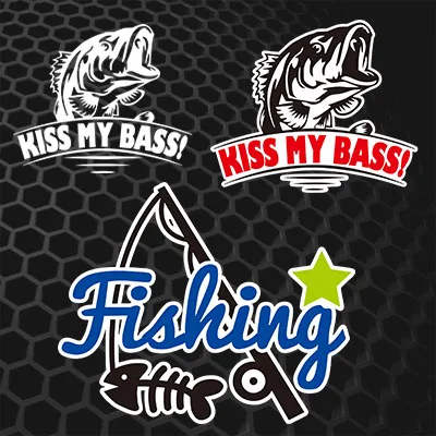 Go Wild Fishing KISS MY BASS наклейки для автомобиля забавная сельдь рыба карп жнец Авто Окно
