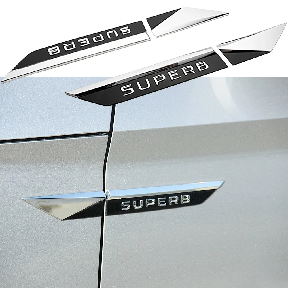 

2 шт. 3D автомобилей Сторона Крыло Лезвие знак отделка Стикеры из АБС-пластика для Skoda Superb табличка Авто кузова автомобиля Средства для укладк...