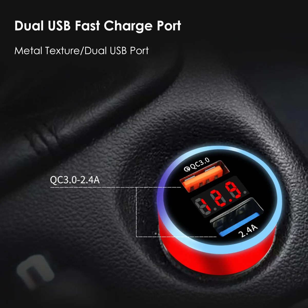Автомобильное зарядное устройство SOONHUA с двумя USB-портами и индикатором