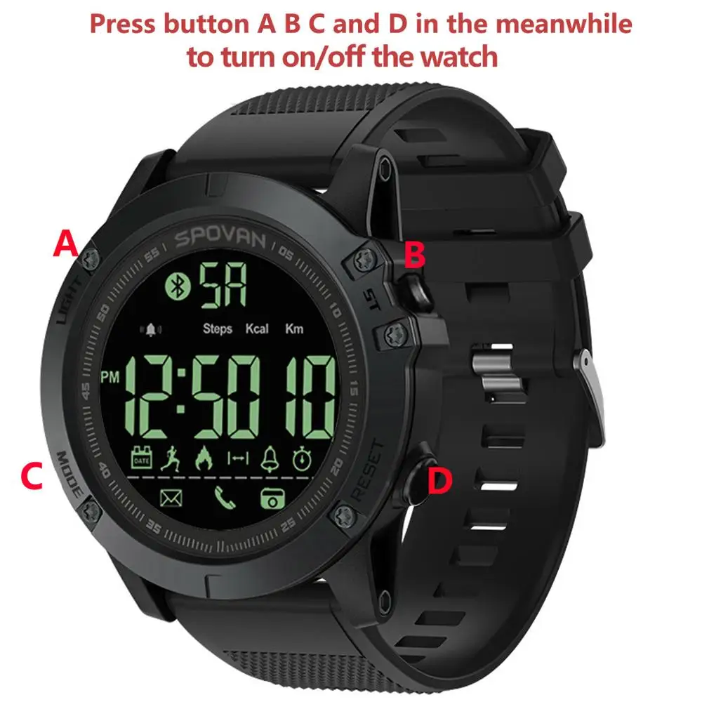 SPOVAN спортивные уличные часы Шагомер Smartwatch шаг трекер будильник повседневные