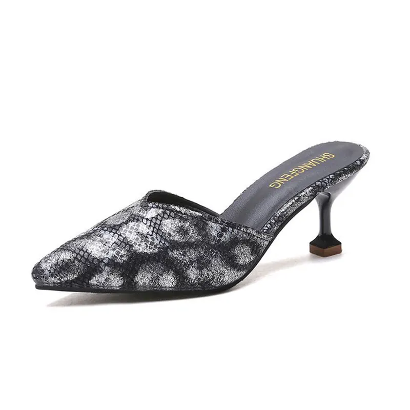 

High-Heeled Sandals Sandals Women 2021 Summer Shoes Girls Lightweight And Breathable High Heels Mid-Heel Baotou Half Slippers