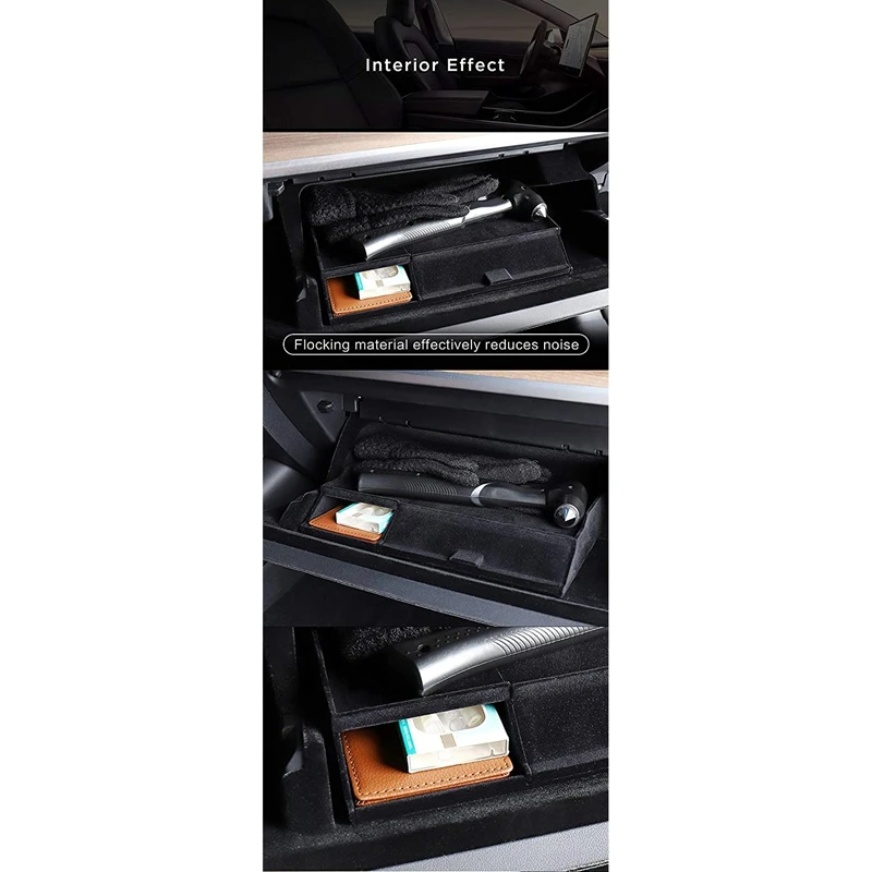 

Glove Storage Box for Tesla MODEL 3 Model Y 2016-2021 Car Accessories Double Storey Non-Slip Storage Glove Box