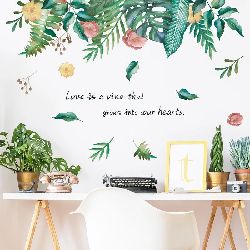 [SHIJUEHEZI] настенные наклейки с листьями растений DIY фламинго животные для гостиной